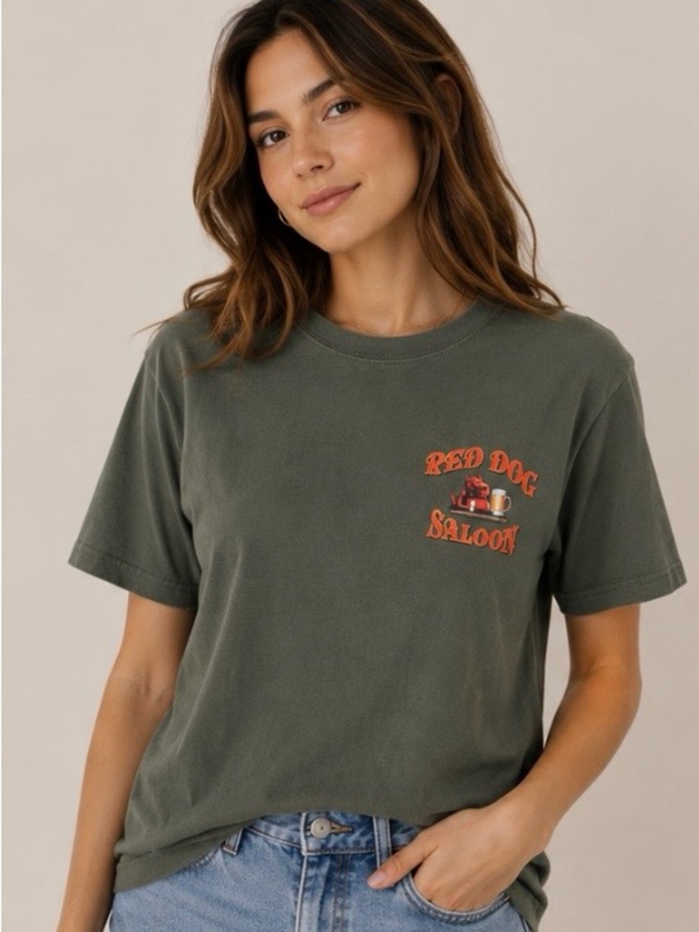 Duck Company Graphic Red Dog Saloon Tee-EUC